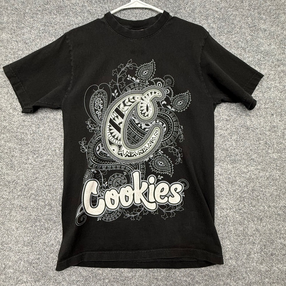 Cookies SF Shaka Wear Mens‎ Medium Black Paisley Graphic T-Shirt Super Max Heavy